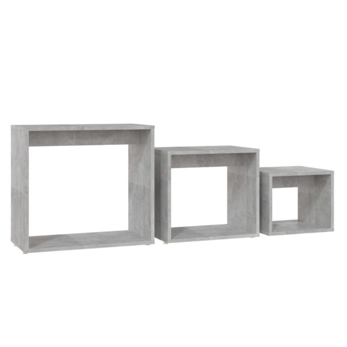 Tables gigognes 3 pcs Gris béton Aggloméré – Image 3