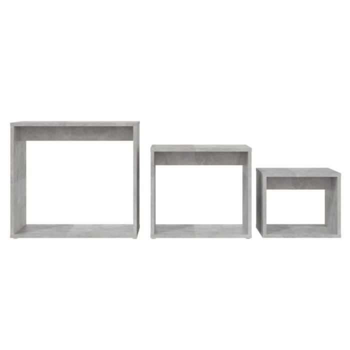 Tables gigognes 3 pcs Gris béton Aggloméré – Image 4