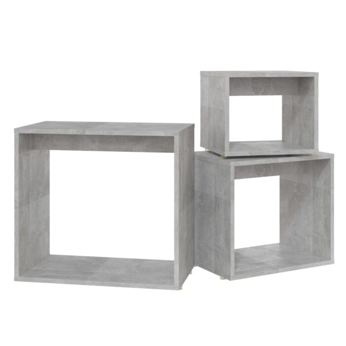 Tables gigognes 3 pcs Gris béton Aggloméré – Image 5