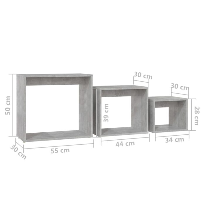 Tables gigognes 3 pcs Gris béton Aggloméré – Image 8