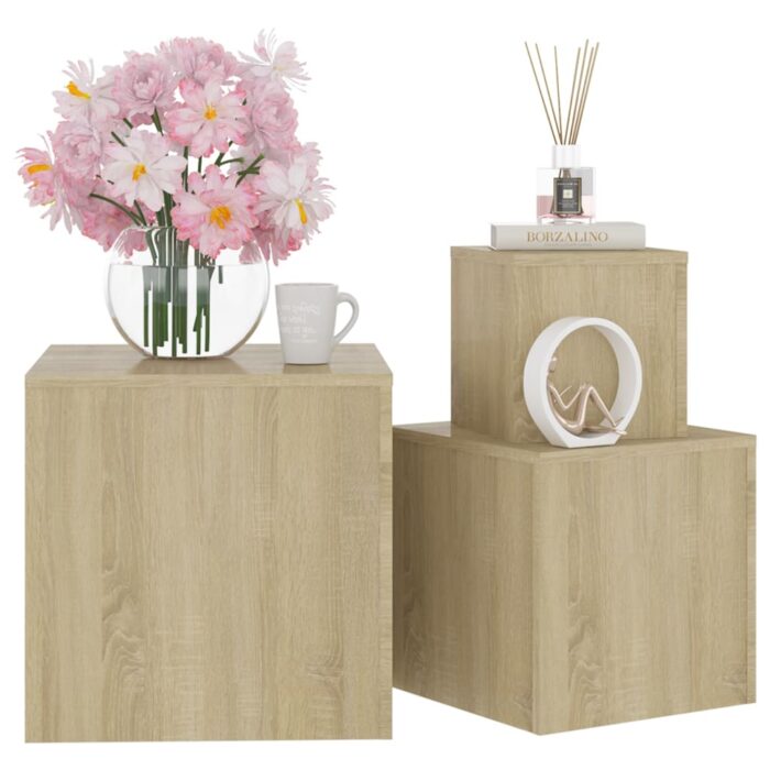 Tables d'appoint 3 pcs Chêne Sonoma Aggloméré – Image 2