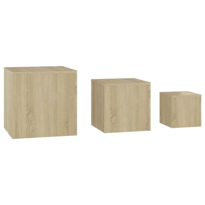Tables d'appoint 3 pcs Chêne Sonoma Aggloméré – Image 4