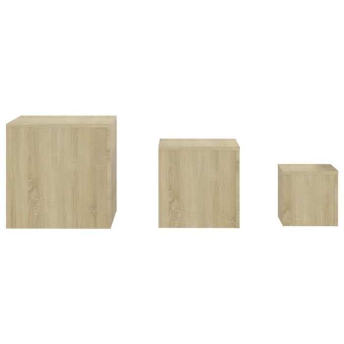 Tables d'appoint 3 pcs Chêne Sonoma Aggloméré – Image 5