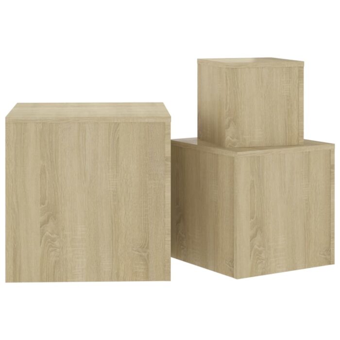 Tables d'appoint 3 pcs Chêne Sonoma Aggloméré – Image 6