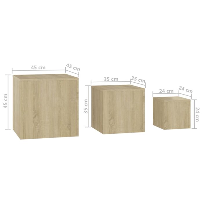 Tables d'appoint 3 pcs Chêne Sonoma Aggloméré – Image 7