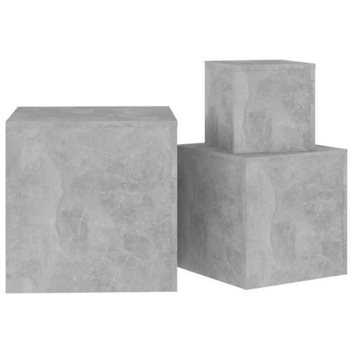 Tables d'appoint 3 pcs Gris béton Bois d’ingénierie – Image 6