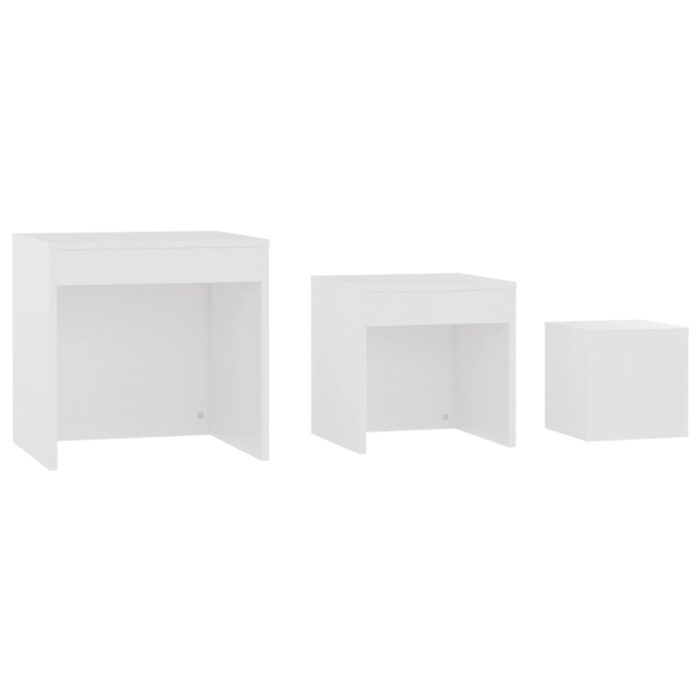 Tables gigognes 3 pcs Blanc Aggloméré – Image 4