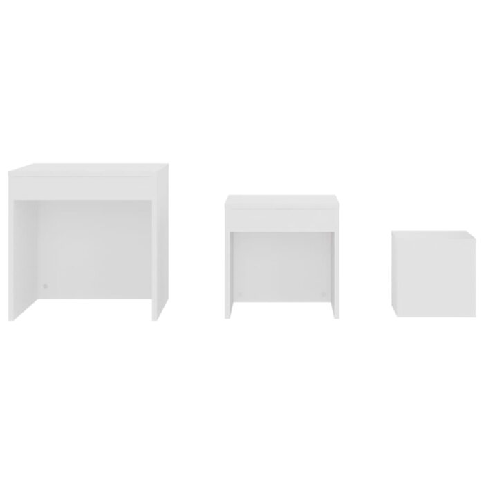 Tables gigognes 3 pcs Blanc Aggloméré – Image 5