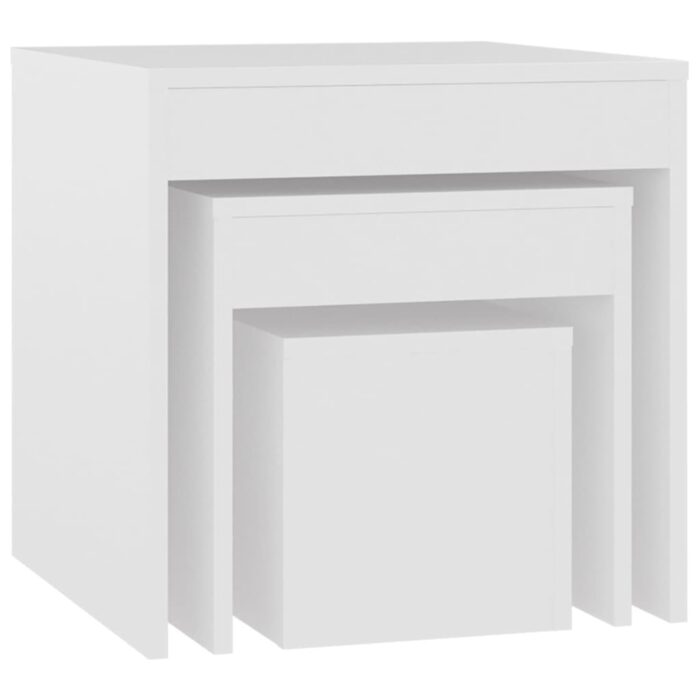 Tables gigognes 3 pcs Blanc Aggloméré – Image 6