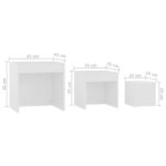 Tables gigognes 3 pcs Blanc Aggloméré – Image 8