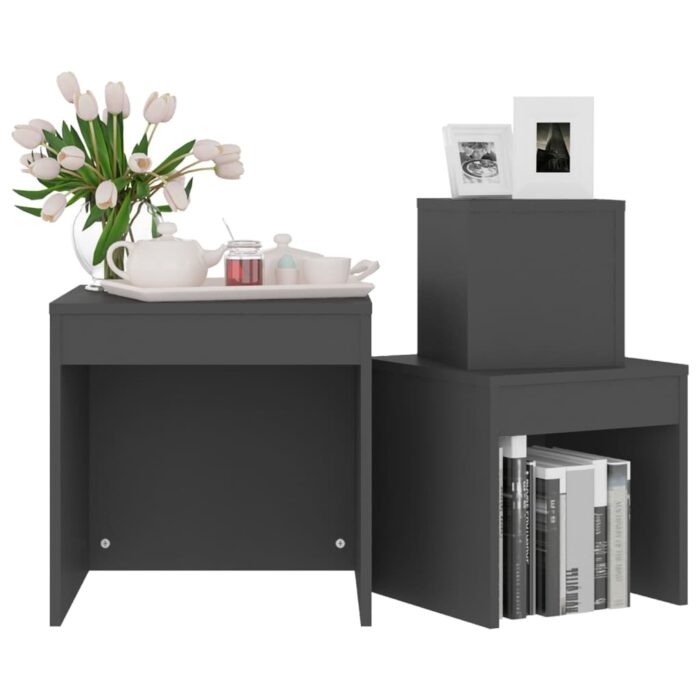 Tables gigognes 3 pcs Gris Bois d'ingénierie – Image 2