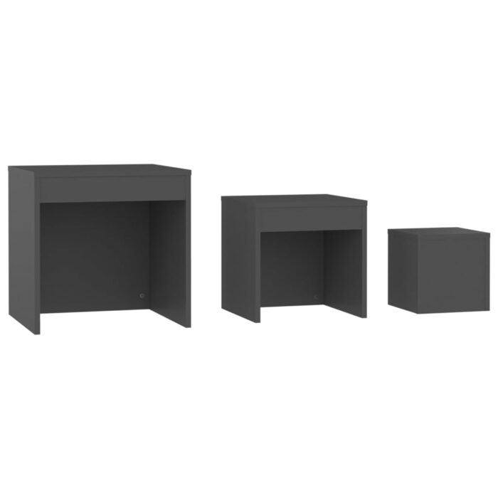 Tables gigognes 3 pcs Gris Bois d'ingénierie – Image 4