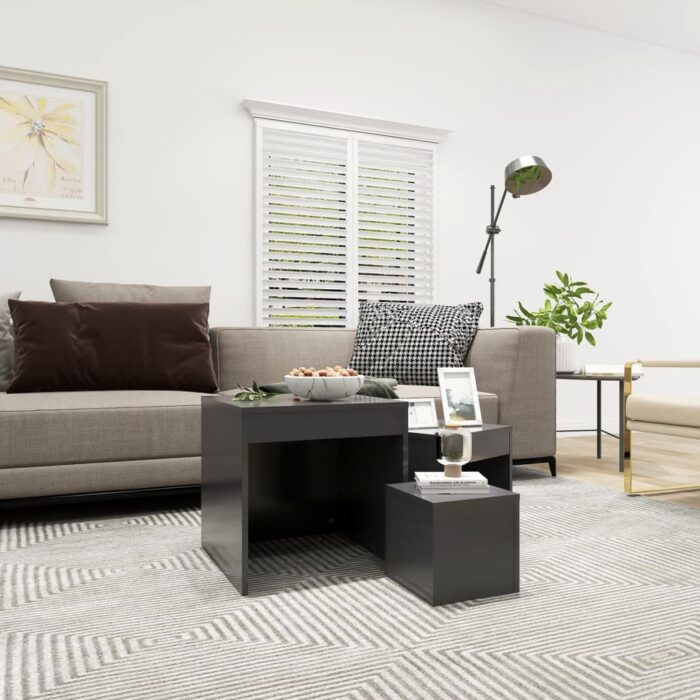 Tables gigognes 3 pcs Gris Bois d'ingénierie – Image 1