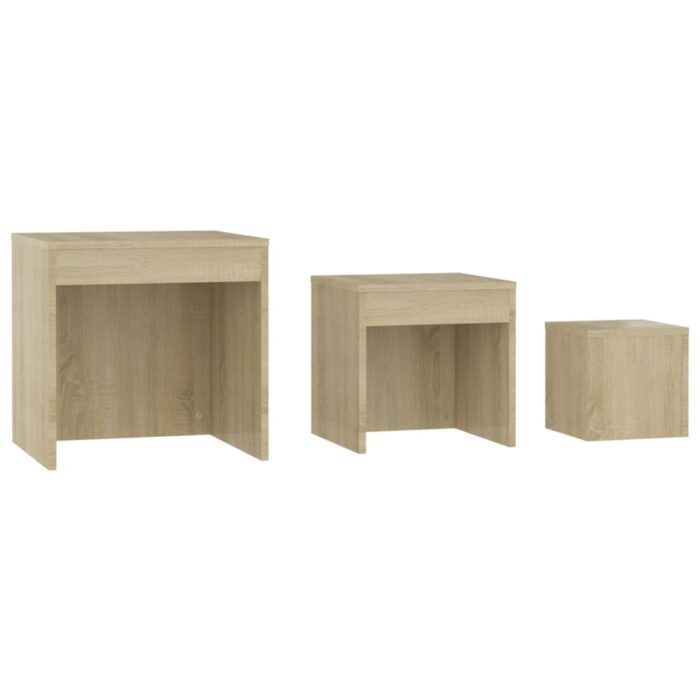 Tables gigognes 3 pcs Chêne sonoma Aggloméré – Image 4