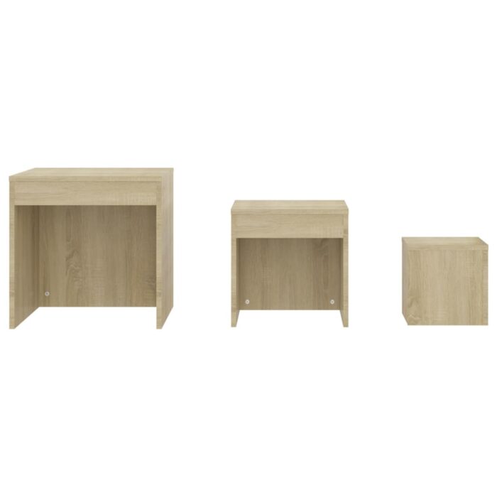 Tables gigognes 3 pcs Chêne sonoma Aggloméré – Image 5