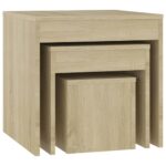 Tables gigognes 3 pcs Chêne sonoma Aggloméré – Image 6