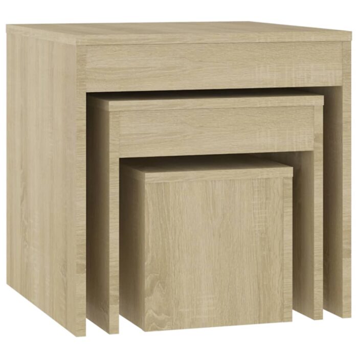 Tables gigognes 3 pcs Chêne sonoma Aggloméré – Image 6