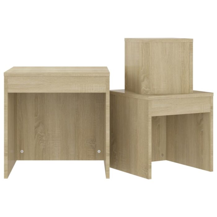 Tables gigognes 3 pcs Chêne sonoma Aggloméré – Image 7