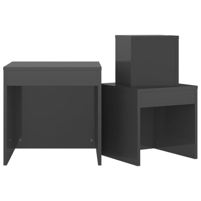 Tables gigognes 3 pcs Gris brillant Bois d'ingénierie – Image 7