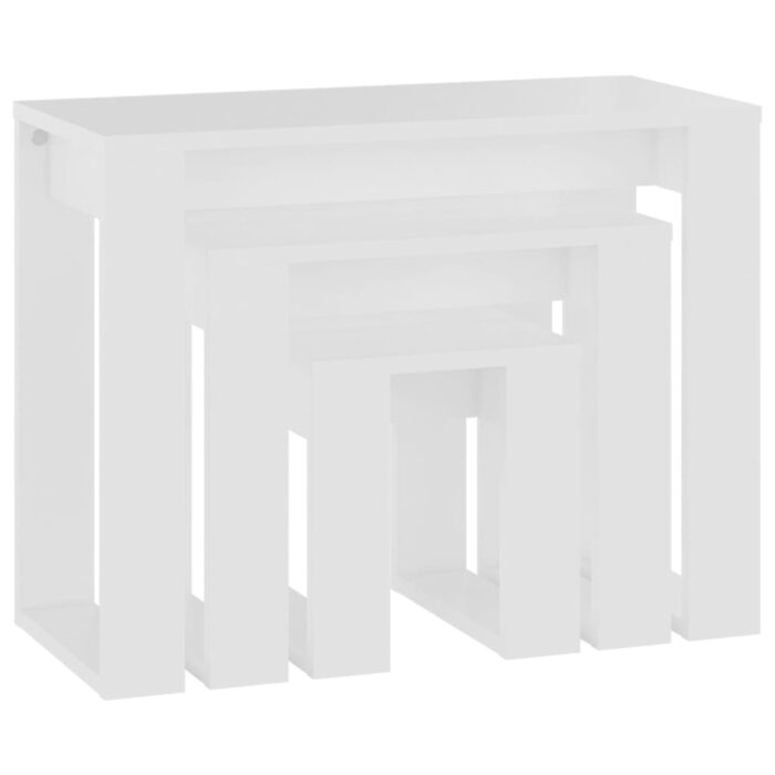 Tables gigognes 3 pcs Blanc Bois d'ingénierie – Image 3