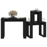 Tables gigognes 3 pcs Noir Bois d'ingénierie – Image 2