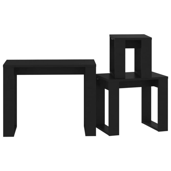 Tables gigognes 3 pcs Noir Bois d'ingénierie – Image 5