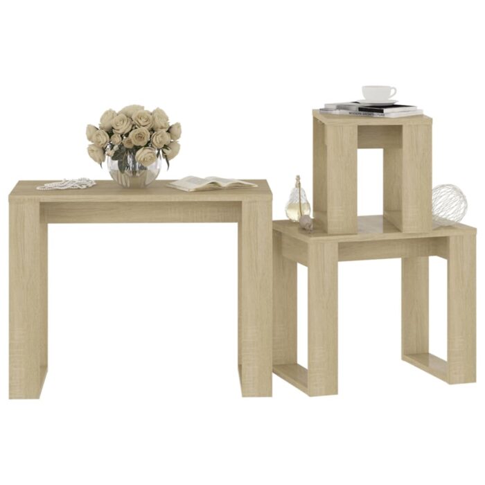 Tables gigognes 3 pcs Chêne sonoma Bois d'ingénierie – Image 2
