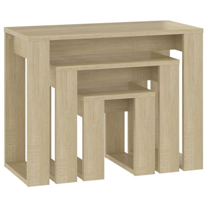 Tables gigognes 3 pcs Chêne sonoma Bois d'ingénierie – Image 3