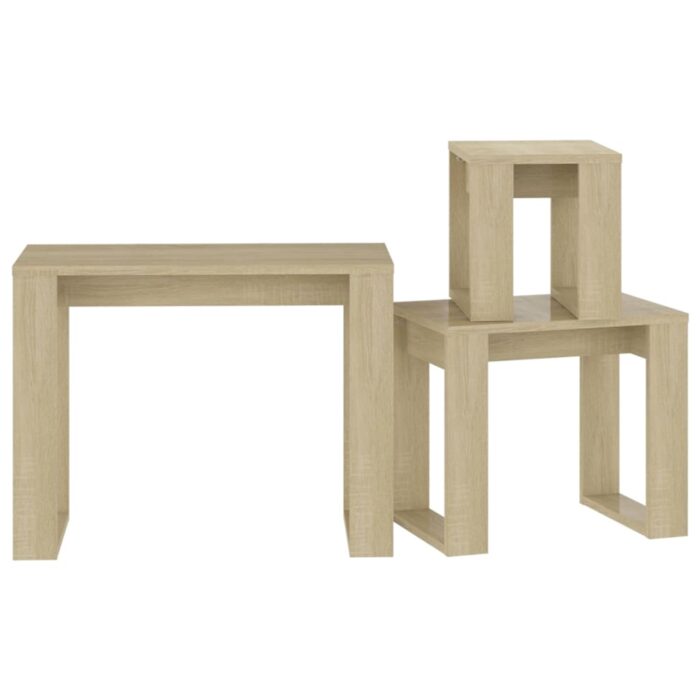 Tables gigognes 3 pcs Chêne sonoma Bois d'ingénierie – Image 4