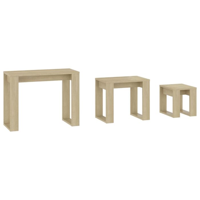 Tables gigognes 3 pcs Chêne sonoma Bois d'ingénierie – Image 7