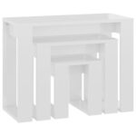 Tables gigognes 3 pcs Blanc brillant Bois d'ingénierie – Image 3
