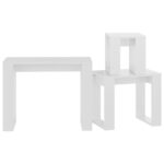 Tables gigognes 3 pcs Blanc brillant Bois d'ingénierie – Image 5