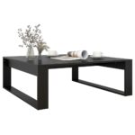 Table basse Noir 100x100x35 cm Bois d’ingénierie – Image 2