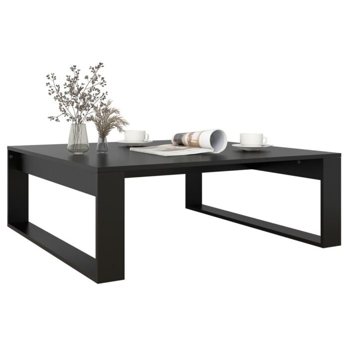 Table basse Noir 100x100x35 cm Bois d’ingénierie – Image 2