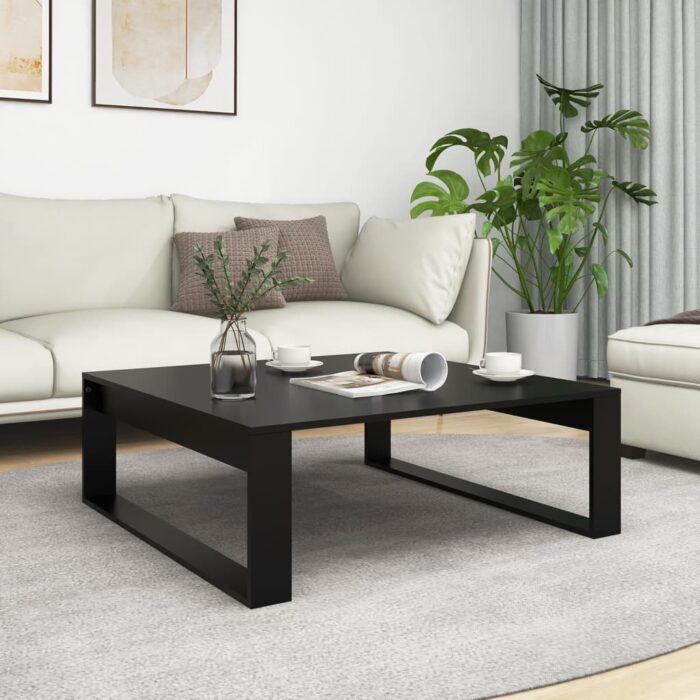 Table basse Noir 100x100x35 cm Bois d’ingénierie – Image 1