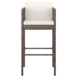 Tabourets de bar lot de 2 avec coussins marron résine tressée – Image 2