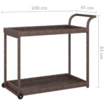 Chariot de bar Marron 100x45x83 cm Résine tressée – Image 4