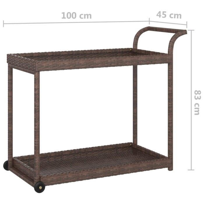 Chariot de bar Marron 100x45x83 cm Résine tressée – Image 4