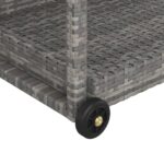 Chariot de bar Gris 100x45x83 cm Résine tressée – Image 3