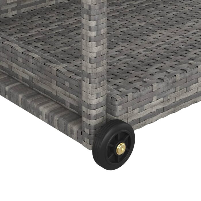 Chariot de bar Gris 100x45x83 cm Résine tressée – Image 3