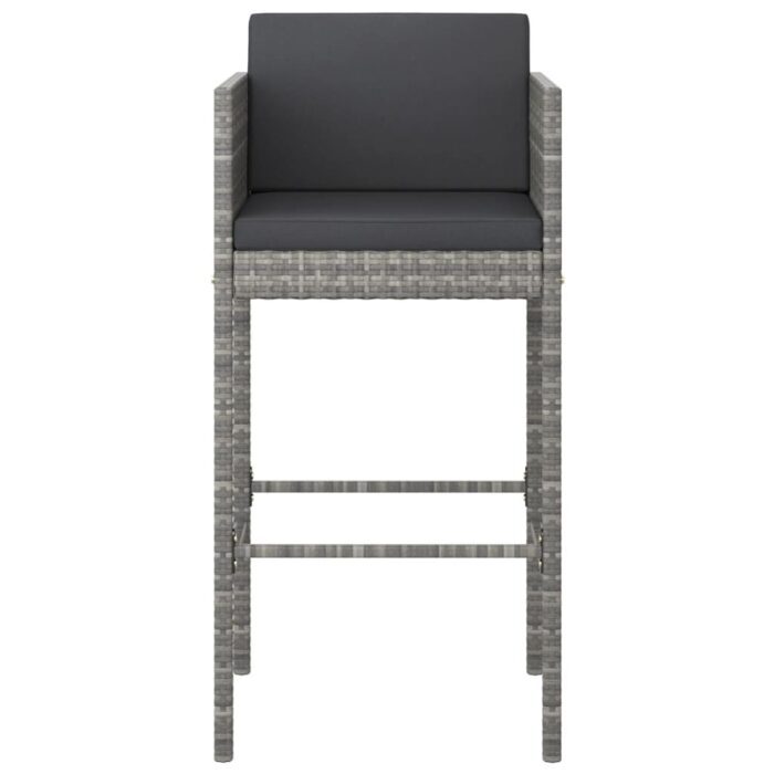 Tabourets de bar avec coussins lot de 4 gris résine tressée – Image 2
