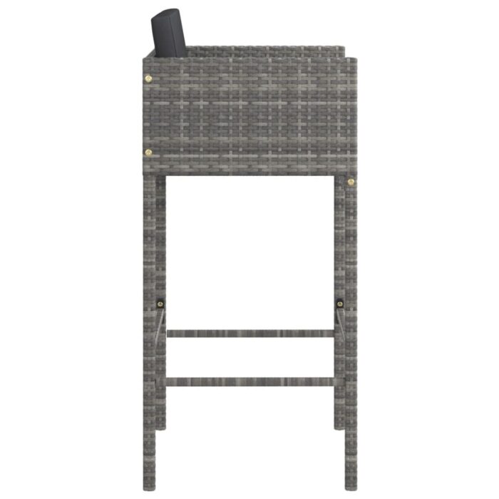Tabourets de bar avec coussins lot de 4 gris résine tressée – Image 3