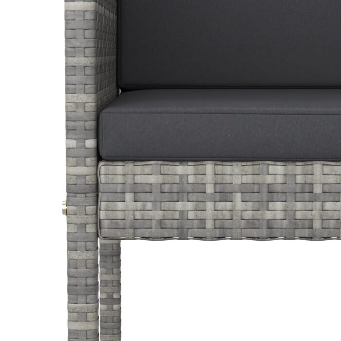 Tabourets de bar avec coussins lot de 4 gris résine tressée – Image 4