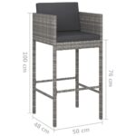 Tabourets de bar avec coussins lot de 4 gris résine tressée – Image 5