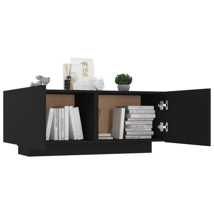 Table de chevet noir 100x35x40 cm bois d'ingénierie – Image 2
