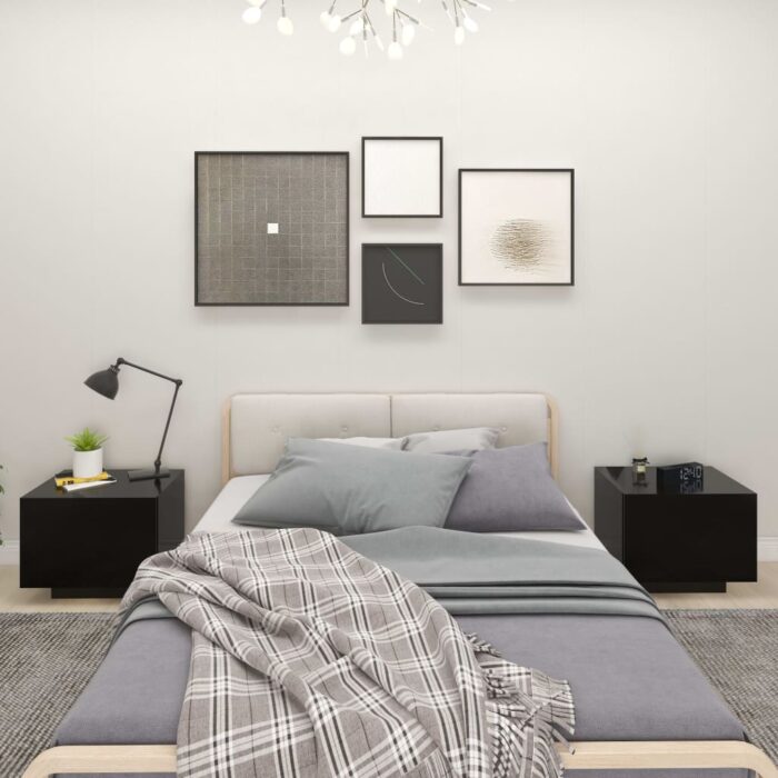 Table de chevet noir 100x35x40 cm bois d'ingénierie – Image 1