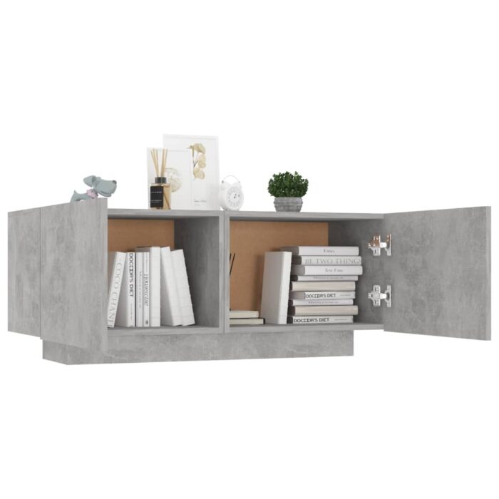 Table de chevet gris béton 100x35x40 cm bois d'ingénierie – Image 2