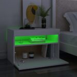 Table de chevet avec lumières LED Blanc 60x35x40 cm – Image 3