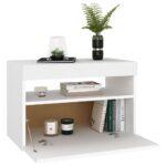 Table de chevet avec lumières LED Blanc 60x35x40 cm – Image 5