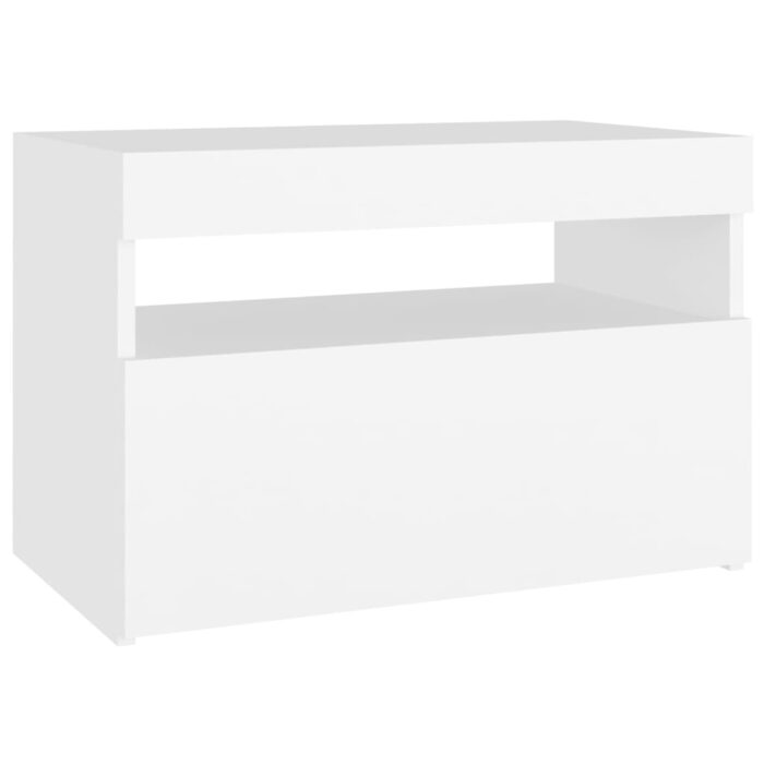 Table de chevet avec lumières LED Blanc 60x35x40 cm – Image 6